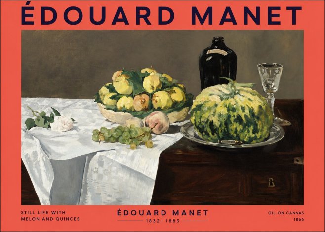 Édouard Manet Still Life with Melon and Quinces No2 - Plakát