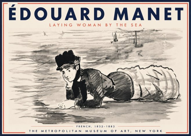 Édouard Manet Laying Woman by the Sea No3 - Plakát