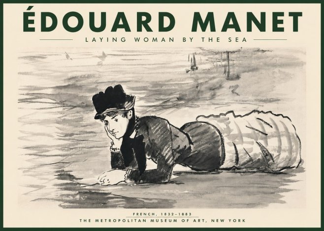 Édouard Manet Laying Woman by the Sea No4 - Plakát