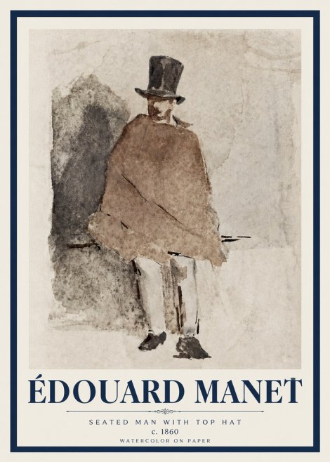 Édouard Manet Seated Man with Top Hat No3 - Plakát