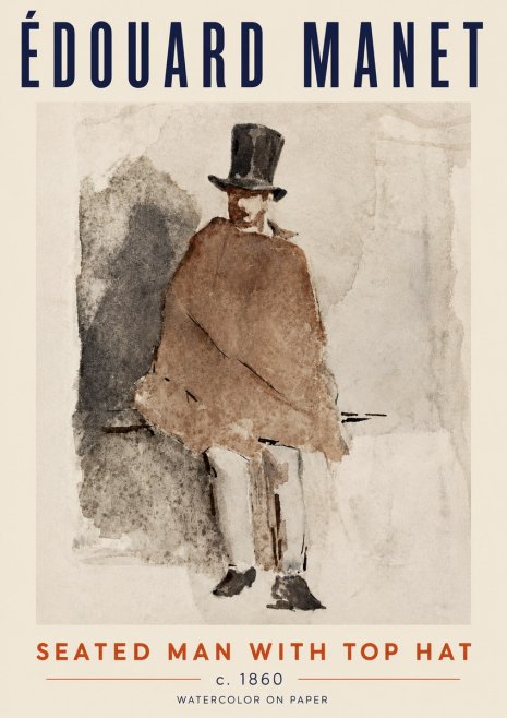 Édouard Manet Seated Man with Top Hat No5 - Plakát