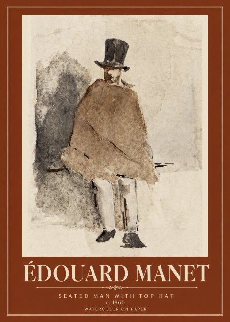 Édouard Manet Seated Man with Top Hat No6 - Plakát