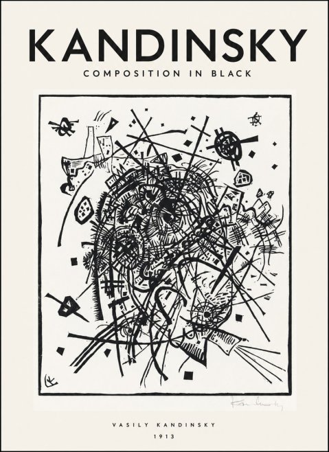 Kandinsky Composition in Black No1 - Plakát
