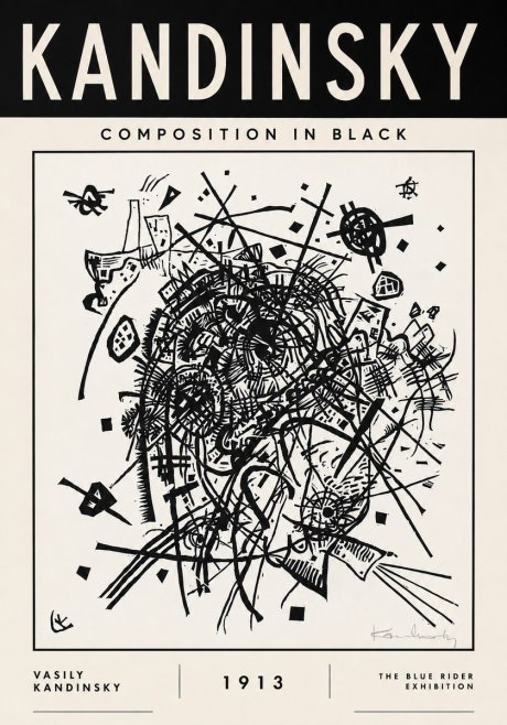 Kandinsky Composition in Black No3 - Plakát
