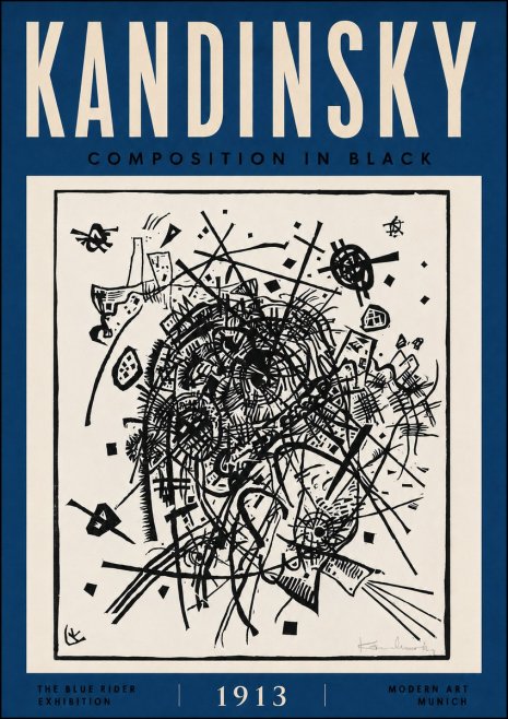 Kandinsky Composition in Black No5 - Plakát