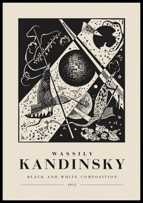 Kandinsky Black and White Composition No1 - Plakát