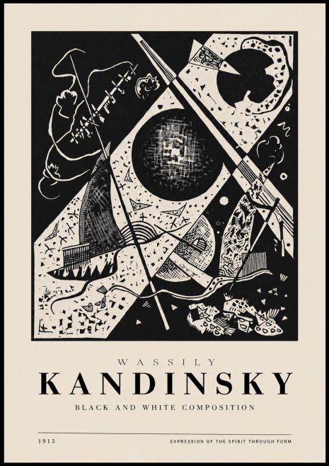 Kandinsky Black and White Composition No3 - Plakát