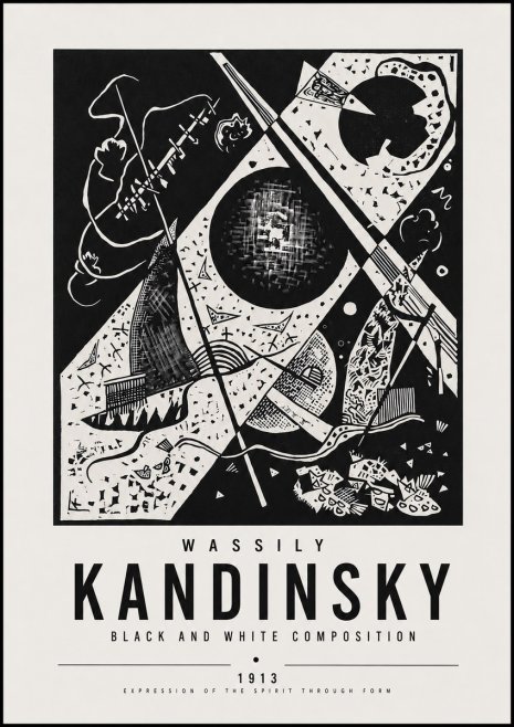 Kandinsky Black and White Composition No5 - Plakát