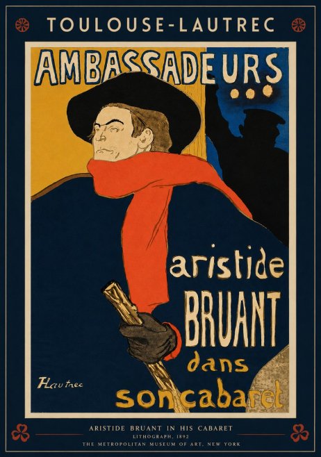 Toulouse-Lautrec Aristide Bruant in His Cabaret I No2 - Plakát