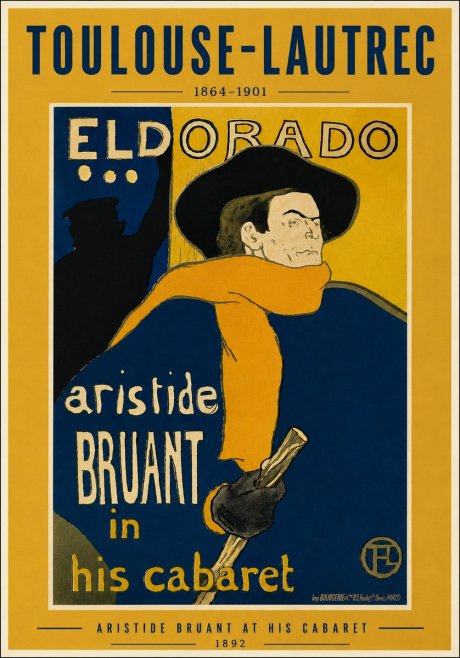 Toulouse-Lautrec Aristide Bruant at His Cabaret No6 - Plakát