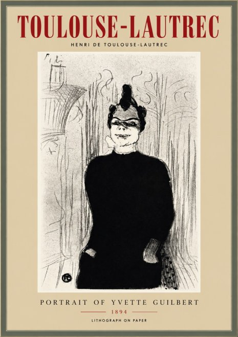 Toulouse-Lautrec Portrait of Yvette Guilbert No3 - Plakát