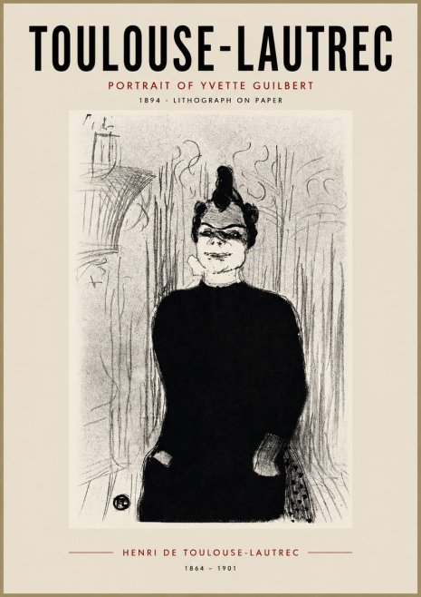 Toulouse-Lautrec Portrait of Yvette Guilbert No4 - Plakát