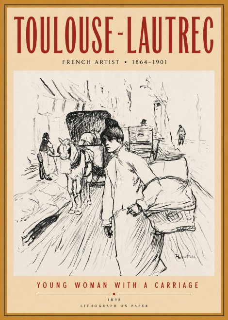 Toulouse-Lautrec Young Woman with a Carriage No3 - Plakát