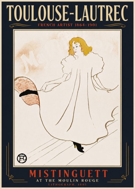 Toulouse-Lautrec Mistinguett at the Moulin Rouge No6 - Plakát