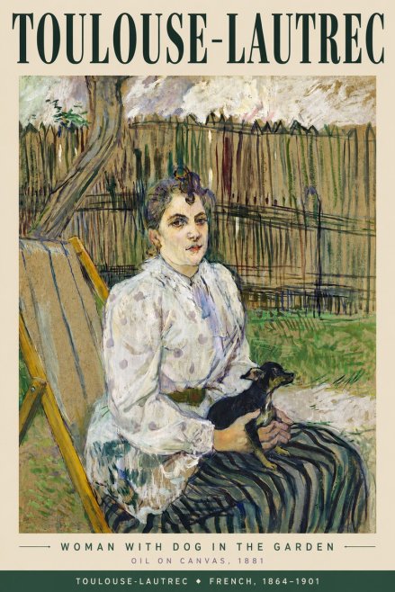 Toulouse-Lautrec Woman with Dog in the Garden No3 - Plakát
