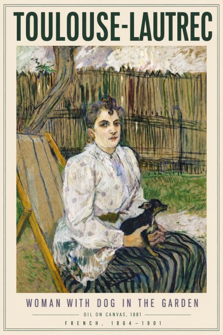Toulouse-Lautrec Woman with Dog in the Garden No6 - Plakát
