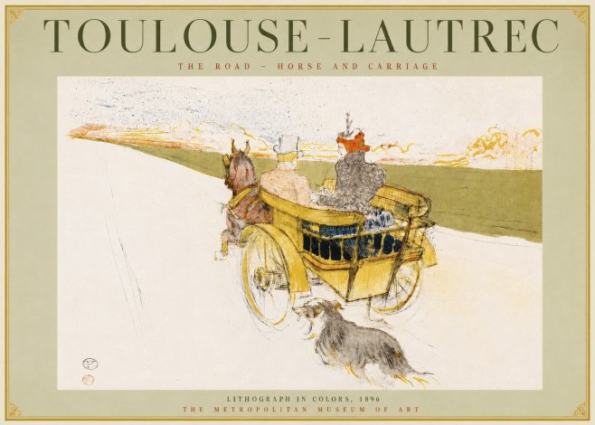 Toulouse-Lautrec The Road - Horse and Carriage No4 - Plakát