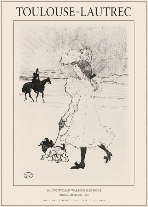 Toulouse-Lautrec Young Woman Walking Her Dogs No1 - Plakát