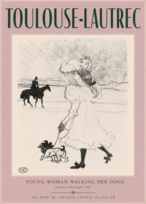 Toulouse-Lautrec Young Woman Walking Her Dogs No2 - Plakát