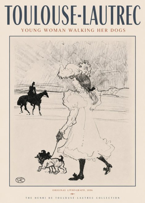 Toulouse-Lautrec Young Woman Walking Her Dogs No4 - Plakát