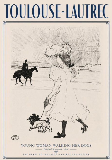 Toulouse-Lautrec Young Woman Walking Her Dogs No6 - Plakát