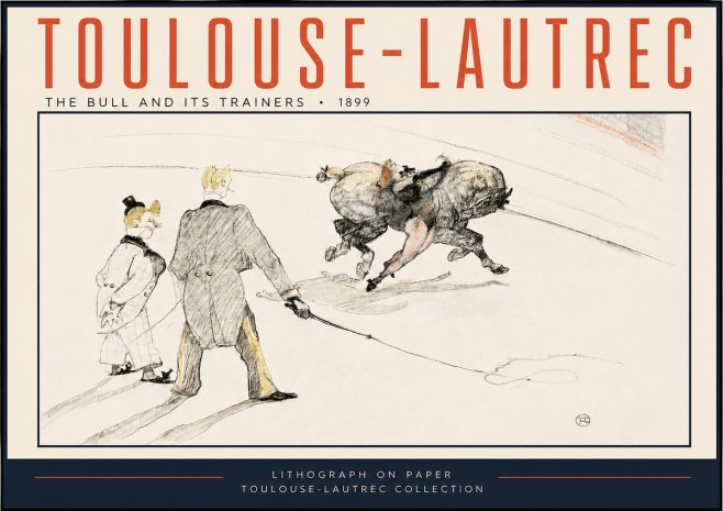 Toulouse-Lautrec The Bull and Its Trainers No3 - Plakát