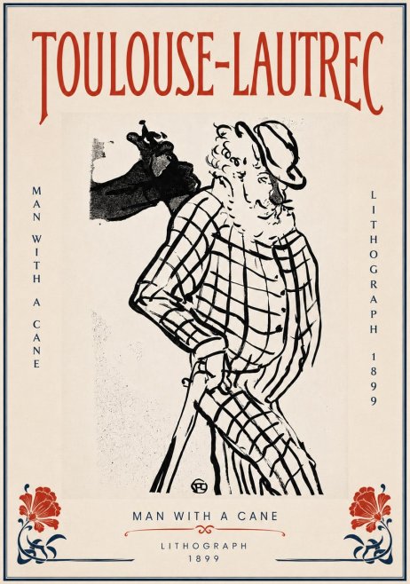 Toulouse-Lautrec Man with a Cane No5 - Plakát