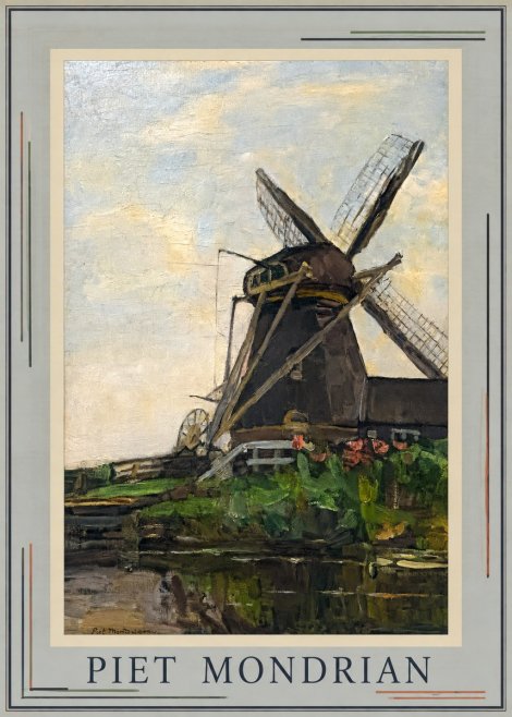 Piet Mondrian Windmill by the Water I No1 - Plakát