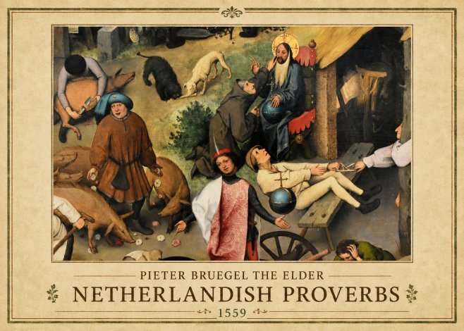 Pieter Bruegel Netherlandish Proverbs IV No1 - Plakát