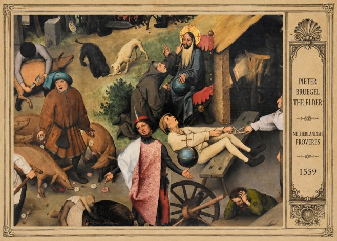 Pieter Bruegel Netherlandish Proverbs IV No3 - Plakát