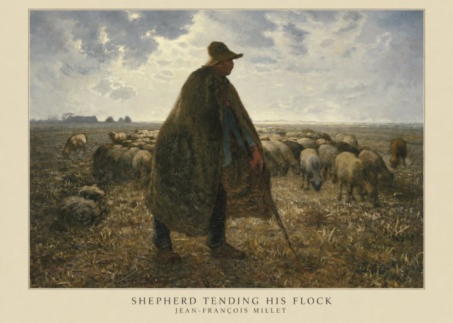 Jean-François Millet Shepherd Tending His Flock No5 - Plakát