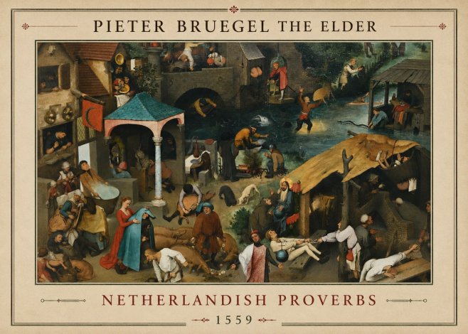 Pieter Bruegel Netherlandish Proverbs V No1 - Plakát