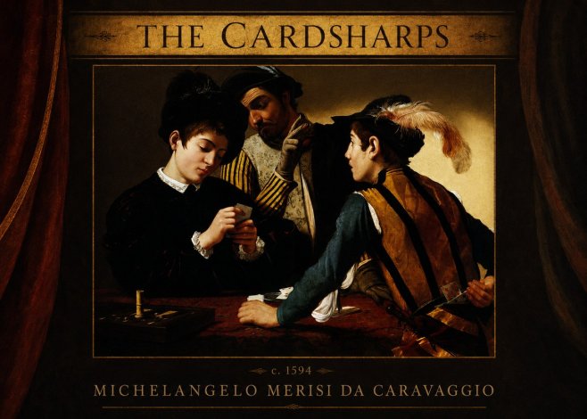 Michelangelo Merisi da Caravaggio The Cardsharps II No3 - Plakát