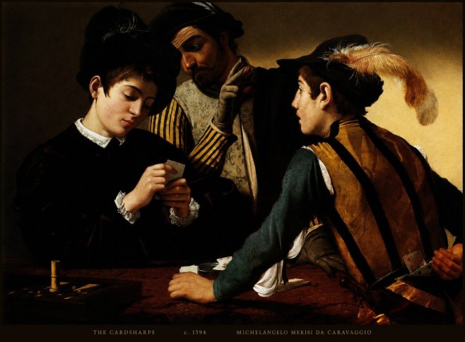 Michelangelo Merisi da Caravaggio The Cardsharps II No6 - Plakát