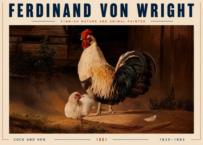 Ferdinand von Wright Cock and Hen No4 - Plakát