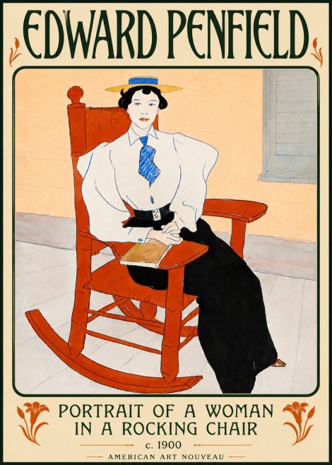 Edward Penfield Portrait of a Woman in a Rocking Chair No5 - Plakát