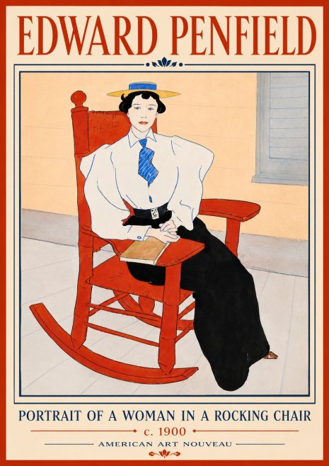 Edward Penfield Portrait of a Woman in a Rocking Chair No6 - Plakát
