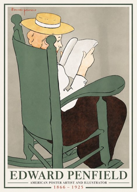 Edward Penfield Reading Woman in a Rocking Chair No2 - Plakát