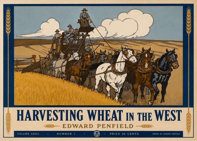 Edward Penfield Harvesting Wheat in the West No3 - Plakát