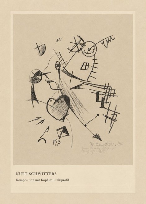 Kurt Schwitters Komposition Mit Kopf Im Linksprofil No4 - Plakát