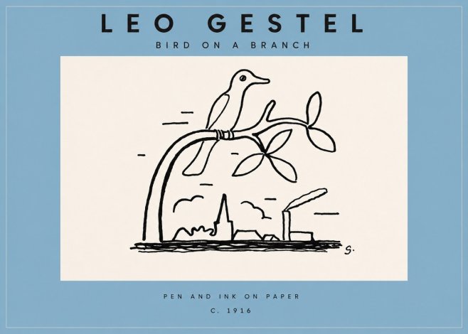 Leo Gestel Bird on a Branch No3 - Plakát