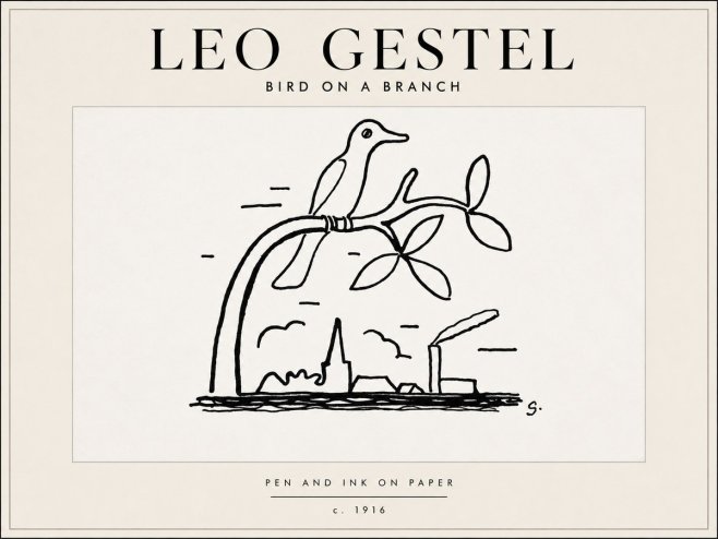 Leo Gestel Bird on a Branch No5 - Plakát