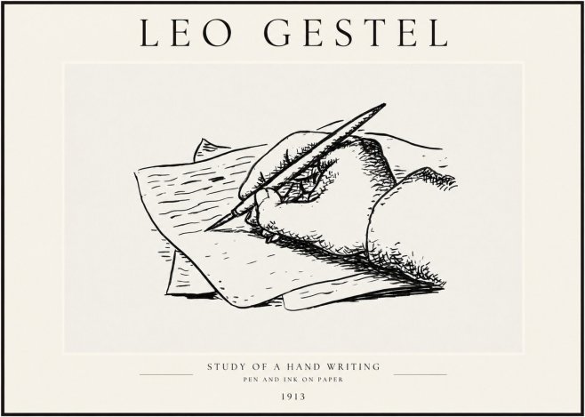Leo Gestel Study of a Hand Writing No1 - Plakát
