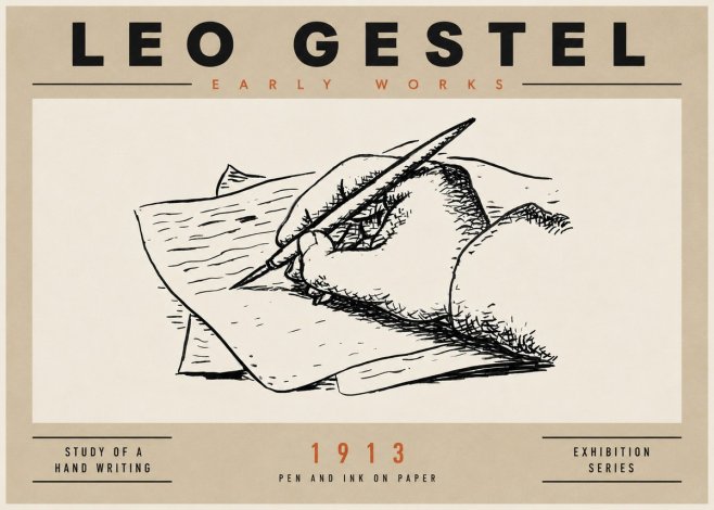 Leo Gestel Study of a Hand Writing No4 - Plakát