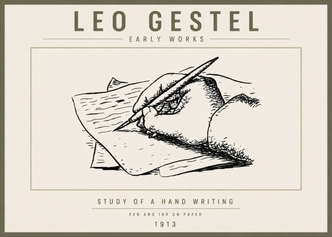 Leo Gestel Study of a Hand Writing No6 - Plakát