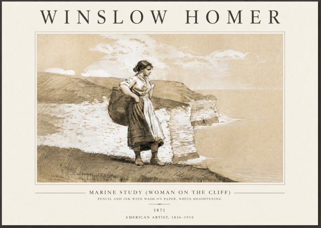 Winslow Homer Marine Study (Woman on the Cliff) No3 - Plakát