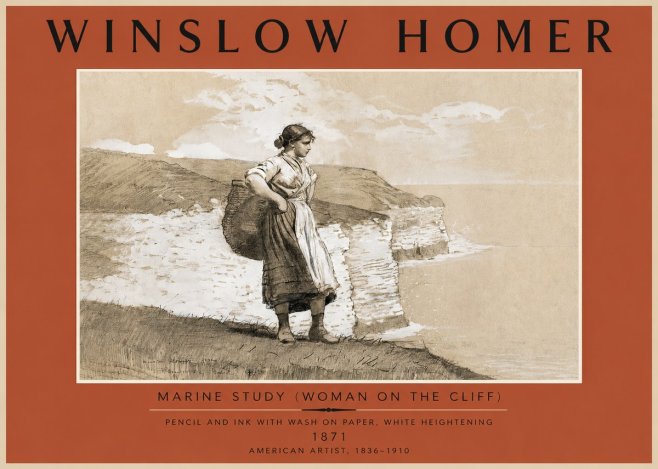Winslow Homer Marine Study (Woman on the Cliff) No5 - Plakát