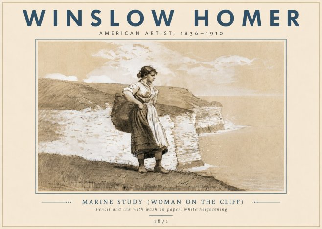 Winslow Homer Marine Study (Woman on the Cliff) No6 - Plakát