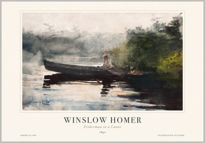 Winslow Homer Fisherman in a Canoe No1 - Plakát