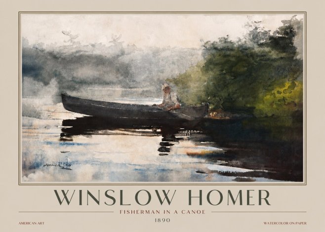 Winslow Homer Fisherman in a Canoe No3 - Plakát